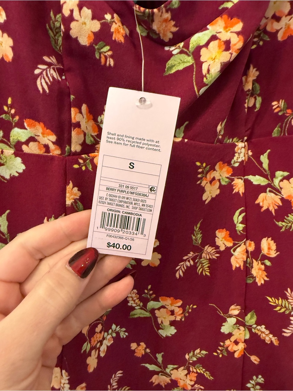 Wild Fable Burgundy Floral Maxi Slip Dress - Picture 7 of 7